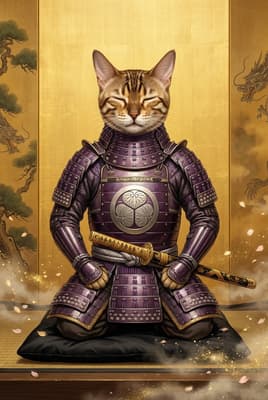 The Gilded Violet Meditator - Bengal Warrior Portrait | Fabled Paws