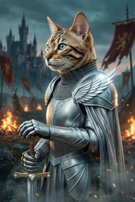 The Iron-Winged Sentinel - Bengal Knight Portrait | Fabled Paws