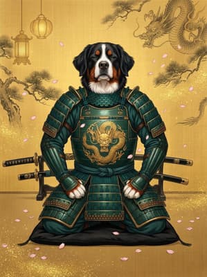 The Teal Dragon Sage - Bernese Mountain Dog Portrait | Fabled Paws