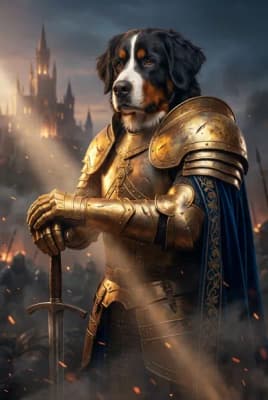 The Sun-Drenched Brass Guardian - Bernese Mountain Dog Portrait | Fabled Paws