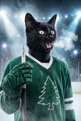 The Emerald Evergreen Enforcer - Black Cat Portrait | Fabled Paws