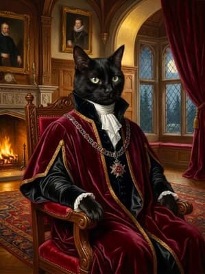 Black Cat Nocturnal Aristocrat - The Boss Pet Art Lookbook | Fabled Paws