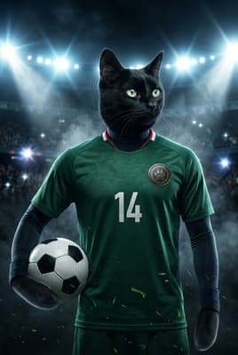 The Immortal Legend - Black Cat Custom Soccer Portrait | Match Day Soccer Season