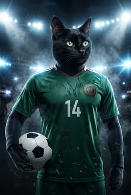 The Immortal Legend - Black Cat Custom Soccer Portrait | Stadium Lights Soccer Season