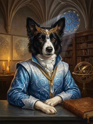 Border Collie Celestial Magus Celestial Oracle - Noble Pet Art Lookbook | Fabled Paws