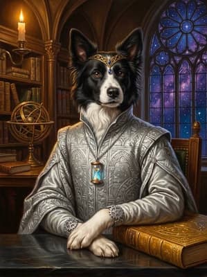 Border Collie Celestial Magus Chronos Lord - Noble Pet Art Lookbook | Fabled Paws