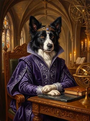 Border Collie Celestial Magus Lunar Empress - Noble Pet Art Lookbook | Fabled Paws