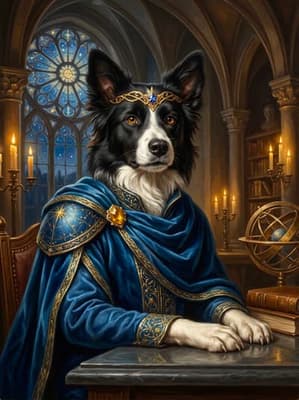 Border Collie Celestial Magus Solar Archon - Noble Pet Art Lookbook | Fabled Paws