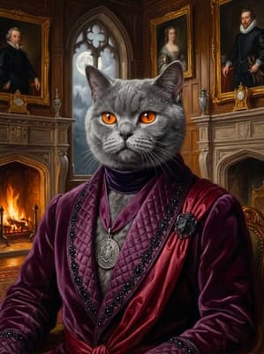British Shorthair Nocturnal Aristocrat Grand Duke - Noble Pet Art Lookbook | Fabled Paws