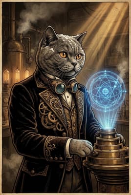 The Amber Gearwork Visionary - British Shorthair Portrait | Fabled Paws