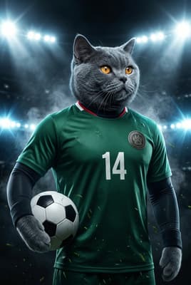 The Immortal Legend - British Shorthair Custom Soccer Portrait | Match Day Soccer Season
