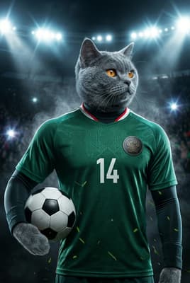 The Immortal Legend - British Shorthair Custom Soccer Portrait | League Night Soccer Season