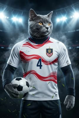 The Match-Winning Champion - British Shorthair Custom Soccer Portrait | League Night Soccer Season