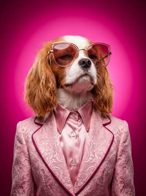 The Rose Brocade Baroness - Cavalier King Charles Pop Art Portrait | Fabled Paws