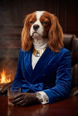 The Deep Sea Velvet Titan - Cavalier King Charles Executive Portrait | Fabled Paws