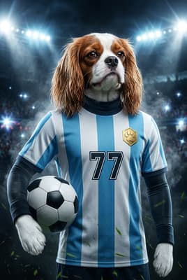 The Match-Winning Champion - Cavalier King Charles Custom Soccer Portrait | Stadium Lights Soccer Season