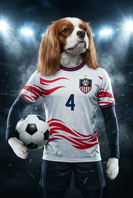The Match-Winning Champion - Cavalier King Charles Custom Soccer Portrait | Match Day Soccer Season