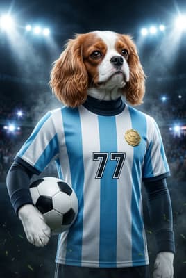 The Match-Winning Champion - Cavalier King Charles Custom Soccer Portrait | Derby Day Soccer Season