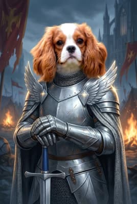 The Silver-Plumed Wayfarer - Cavalier King Charles Portrait | Fabled Paws