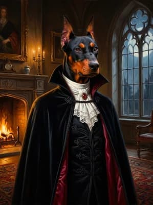 Crimson Velvet Count - Doberman The Nocturnal Aristocrat Canvas | Fabled Paws