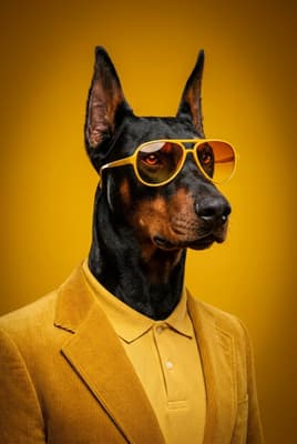 The Saffron Corduroy Scout - doberman pinscher Pop Art Canvas Art | Fabled Paws