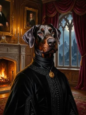 Doberman Nocturnal Aristocrat Eternal Queen - Noble Pet Art Lookbook | Fabled Paws