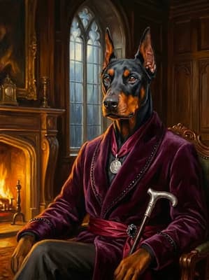 Doberman Nocturnal Aristocrat Grand Duke - Noble Pet Art Lookbook | Fabled Paws