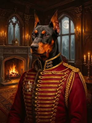 Doberman Nocturnal Aristocrat Imperial Hussar - Noble Pet Art Lookbook | Fabled Paws