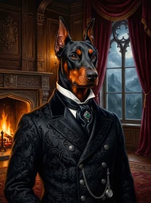 Doberman Nocturnal Aristocrat Victorian Earl - Noble Pet Art Lookbook | Fabled Paws