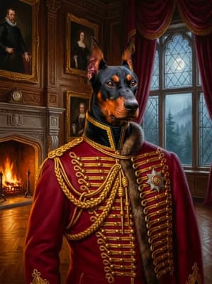 Doberman The Nocturnal Aristocrat Imperial Hussar - The Noble Pet Art Lookbook | Fabled Paws