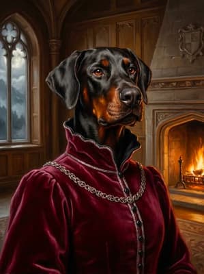 Doberman The Nocturnal Aristocrat Moonlight Duchess - Noble Pet Art Lookbook | Fabled Paws