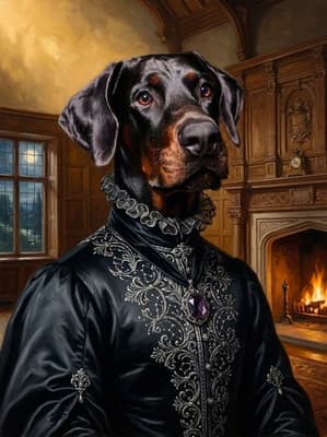 Doberman The Nocturnal Aristocrat Night Empress - The Noble Pet Art Lookbook | Fabled Paws