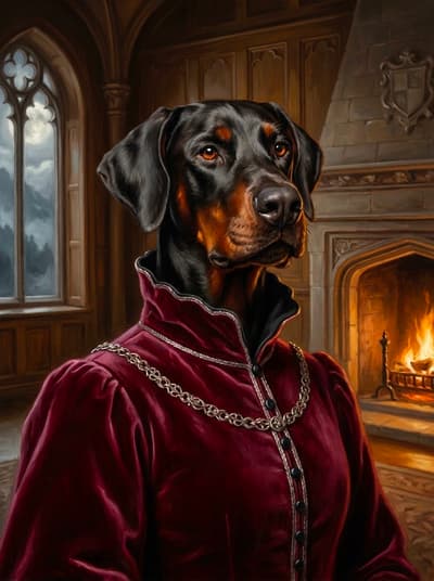Doberman The Nocturnal Aristocrat - Noble Pet Art Lookbook | Fabled Paws