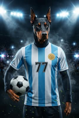 The Immortal Legend - Doberman Custom Soccer Portrait | Match Day Soccer Season