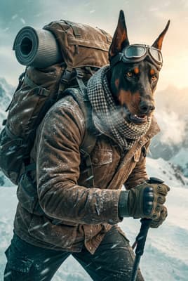 The Gilded Peak Wayfarer - Doberman Explorer Portrait | Fabled Paws