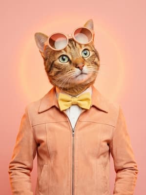 The Apricot Suede Daydreamer - Domestic Shorthair Pop Art Portrait | Fabled Paws