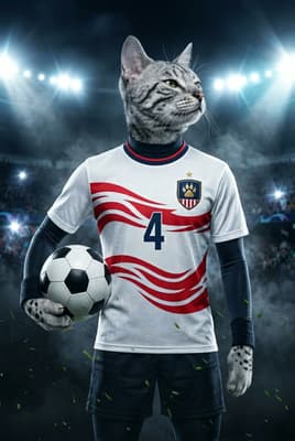 The Immortal Legend - Domestic Shorthair Soccer Portrait | Soccer Season