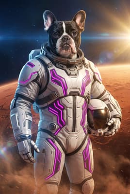 The Neon Quartz Voyager - French Bulldog Space Portrait | Fabled Paws