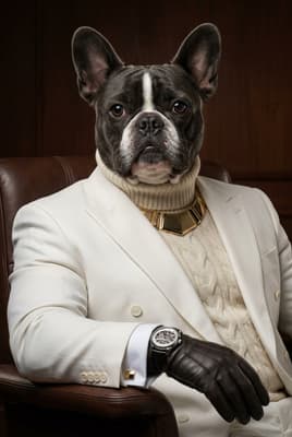 The Cream Cashmere Mogul - French Bulldog Executive Portrait | Fabled Paws