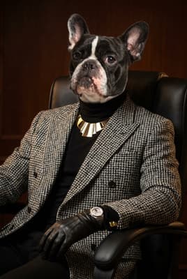 The Gilded Houndstooth Negotiator - French Bulldog Executive Portrait | Fabled Paws