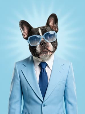 The Azure Lens Negotiator - French Bulldog Executive Canvas | Fabled Paws