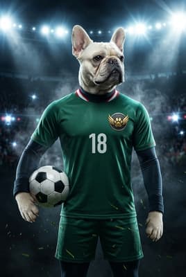 The Immortal Legend - French Bulldog Custom Soccer Portrait | Match Day Soccer Season