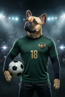 The Immortal Legend - French Bulldog Custom Soccer Portrait | Stadium Lights Soccer Season