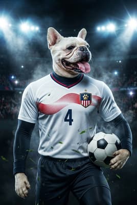 The Match-Winning Champion - French Bulldog Custom Soccer Portrait | Stadium Lights Soccer Season