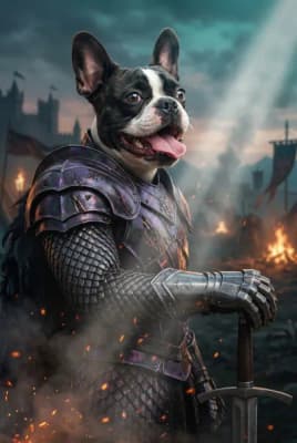 The Amethyst Aegis - French Bulldog Knight Portrait | Fabled Paws