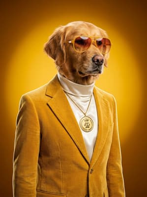 The Mustard Corduroy Maverick - Golden Retriever Pop Art Portrait | Fabled Paws