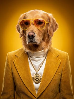 The Amber Corduroy Crooner - Golden Retriever Portrait | Fabled Paws