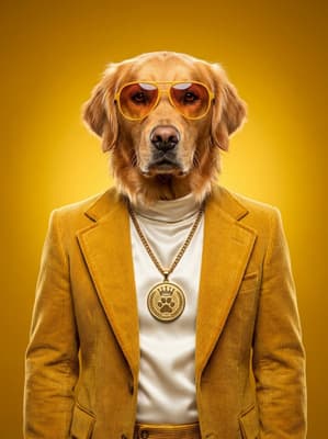 The Ochre Corduroy Kingpin - Golden Retriever Pop Art Portrait | Fabled Paws