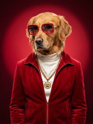 The Burgundy Suede Smooth-Talker - Golden Retriever Portrait | Fabled Paws