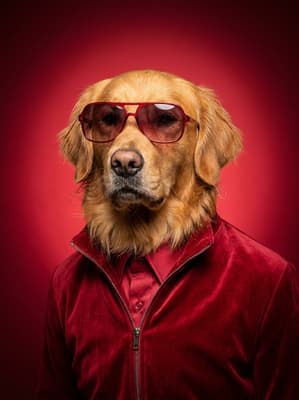 The Scarlet Suede Superstar - Golden Retriever Portrait | Fabled Paws